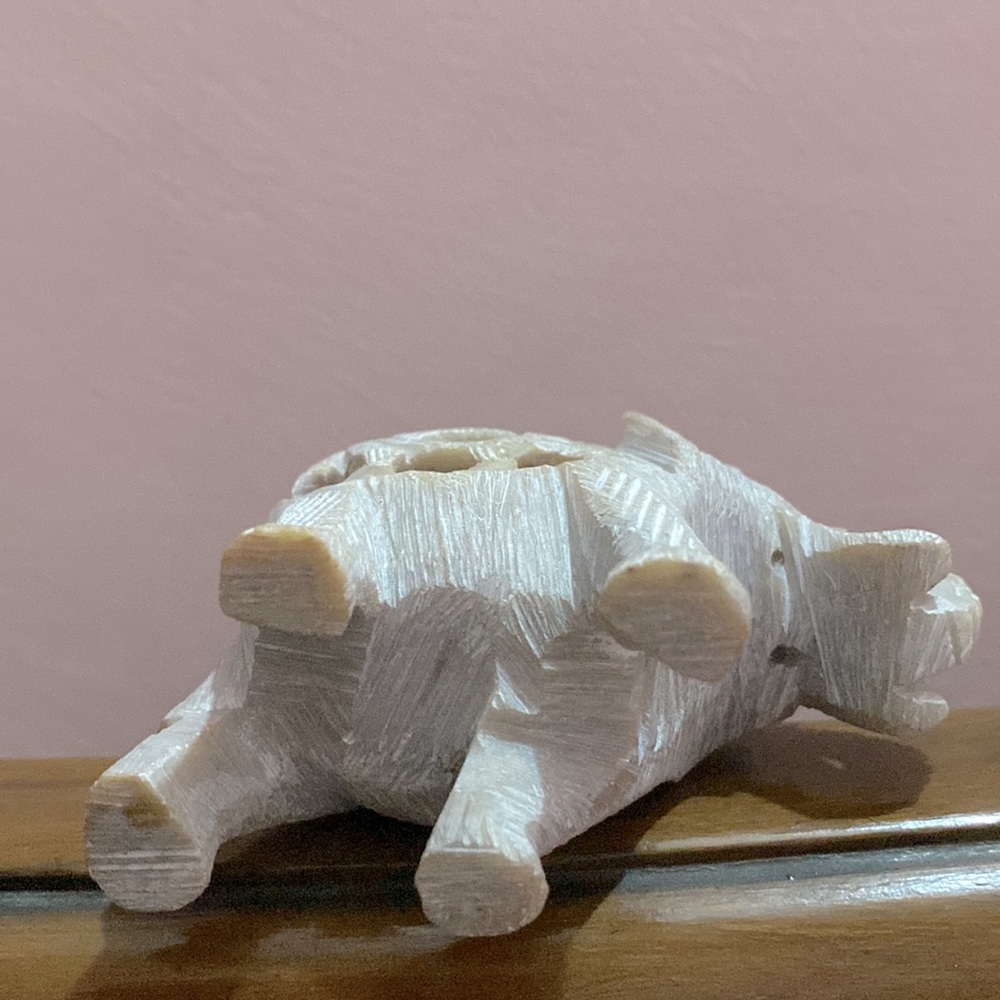 SOLD YEY !! New Elephant Mother & Baby Inside Hand Carved Soapstone Pinkish - Picture 9 of 11